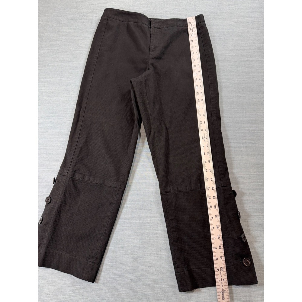 Nine West Brown Textured Cropped Pants Button Cuff Size 6 Stretch Trousers - Picture 6 of 12